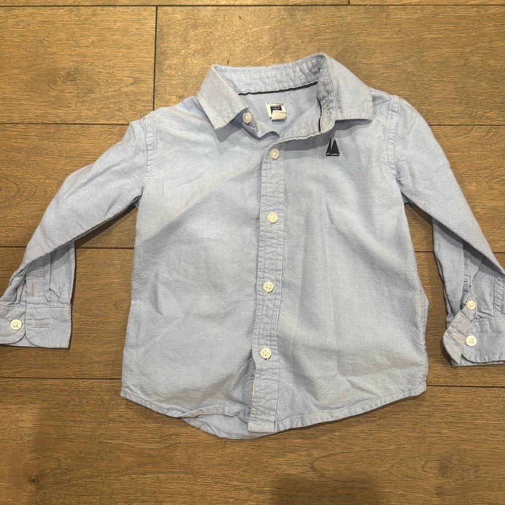 Janie and Jack 18-24M Striped Button-Up Shirt blue boys toddler